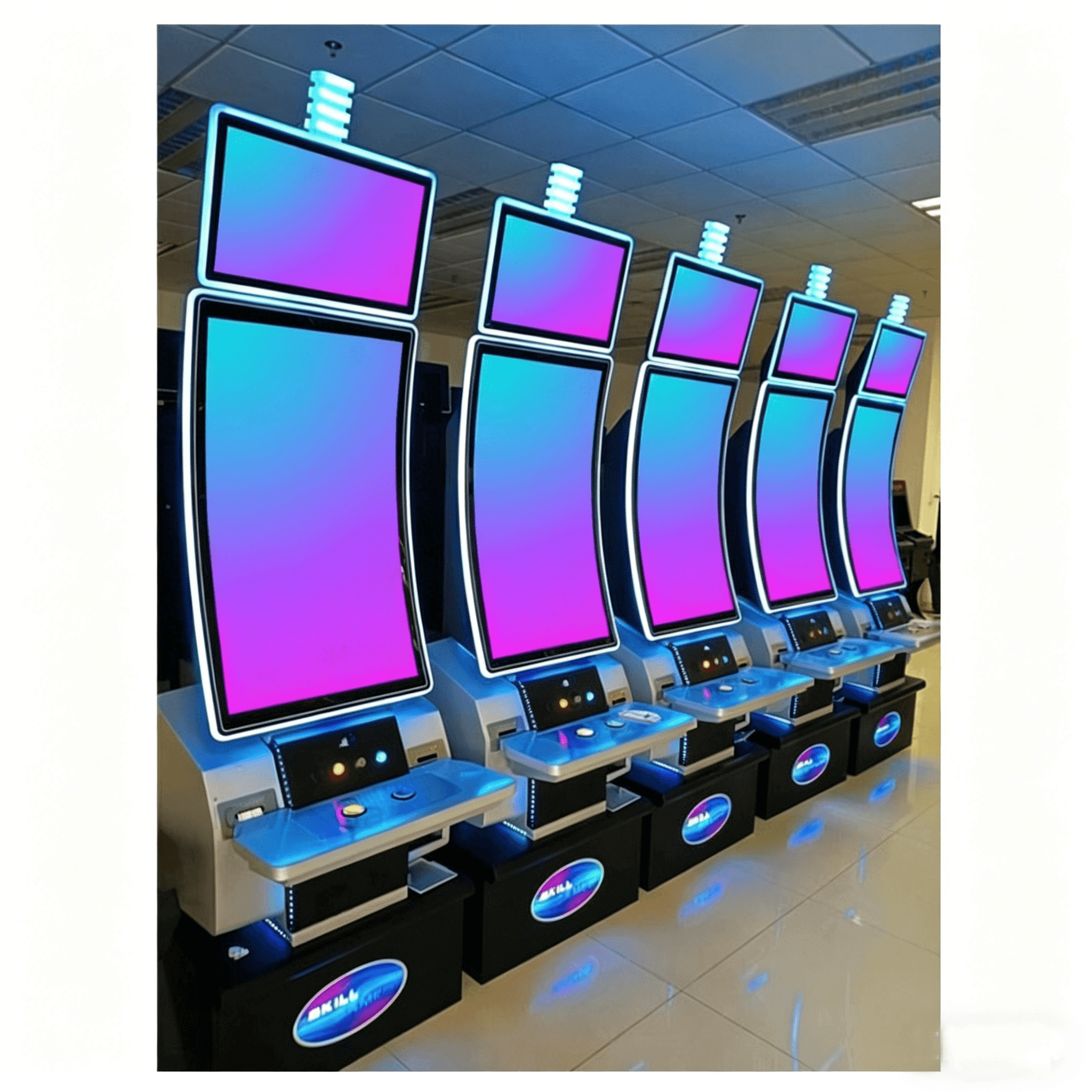 Custom Coin Pusher 43 Inch Curved Touch Screen Amusement Machine Game Cabinet Fire Link Power 4